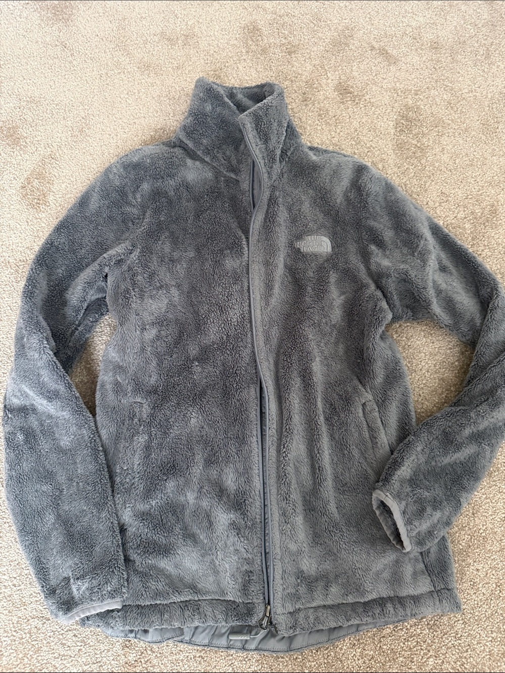 The North Face Womens Gray Plush Fleece Full-Zip Jacket